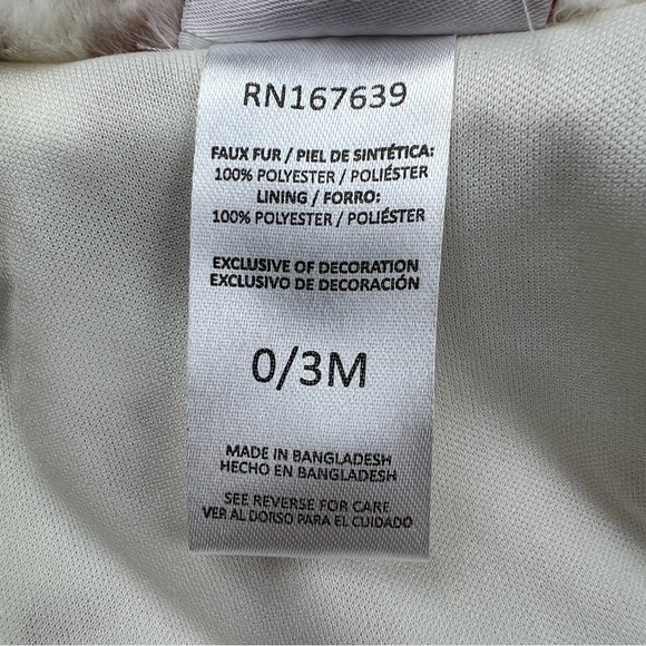 Little Lass Baby 3pc Cheetah Faux Fur Vest Long Sleeve Pant Set Pink Size 0-3M - Picture 4 of 7